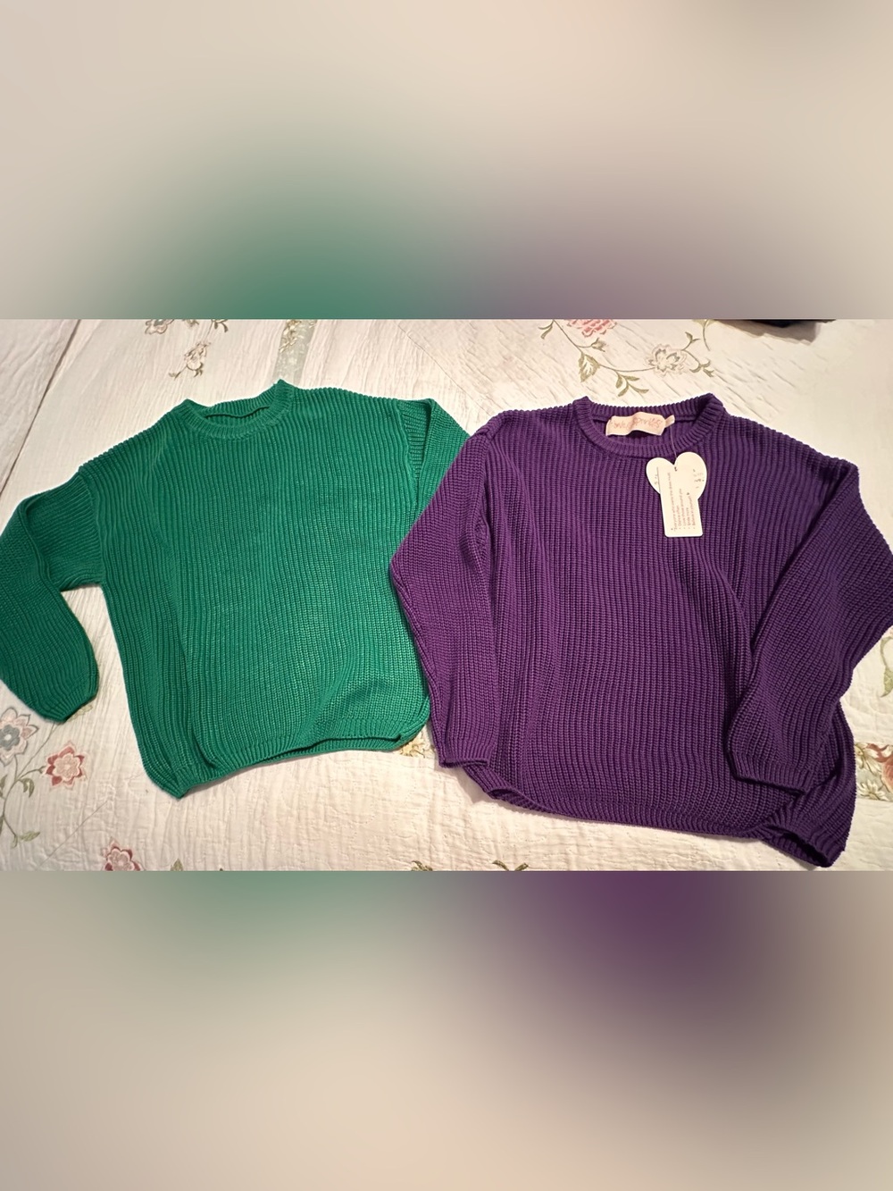 Purple Ribbed Crewneck Sweater - Women's